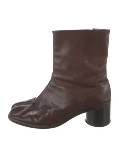 Pre-owned Maison Margiela Tabi Leather Boots In Brown