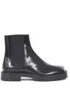 Maison Margiela Man Black Leather Tabi County Chelsea Ankle Boots In Brown