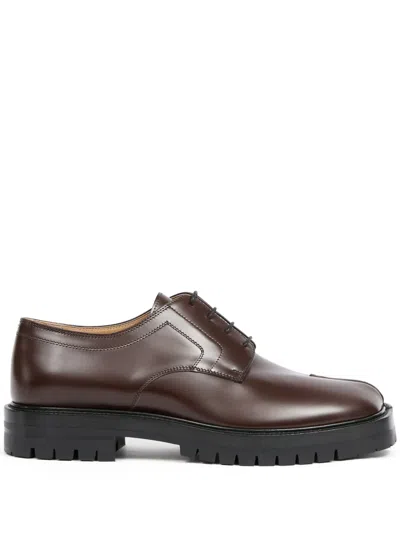 Maison Margiela Tabi Leather Derby Shoes Men In Black