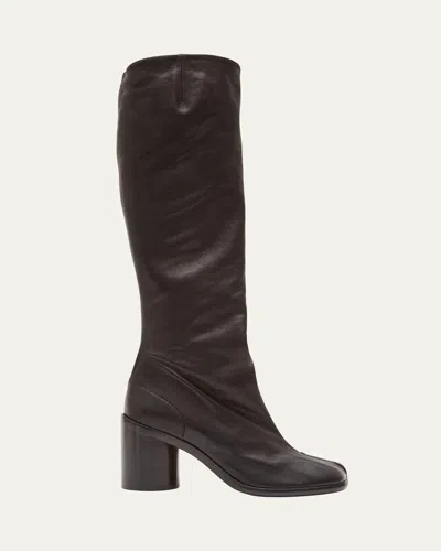 Maison Margiela Tabi Leather Knee-high Boots In Brown