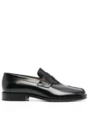 Maison Margiela Black Tabi Leather Loafers In Black