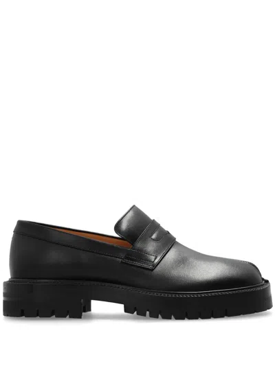 Maison Margiela Tabi Leather Loafers In Black