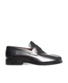 Maison Margiela Men Black Leather Tabi Loafers In Black