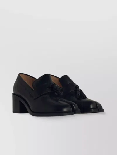 MAISON MARGIELA 'TABI' LEATHER LOAFERS BLOCK HEEL TASSEL