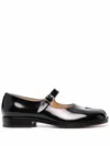 Maison Margiela Tabi Leather Mary Jane Ballets In Black