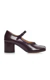 Maison Margiela Tabi Mary Jane 60 Glossed Leather Pumps In Burgundy