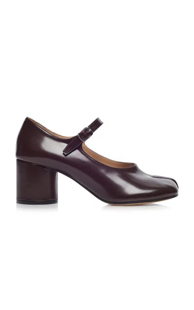 Maison Margiela Tabi Leather Mary Jane Pumps In Brown
