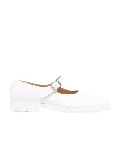 Maison Margiela Tabi Leather Mary Jane Shoes In White