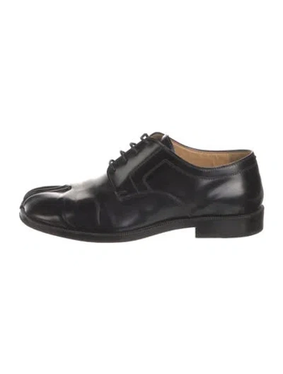 Pre-owned Maison Margiela Tabi Leather Oxfords In Black