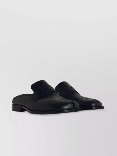 Maison Margiela Tabi Leather Backless Penny Loafers In Black