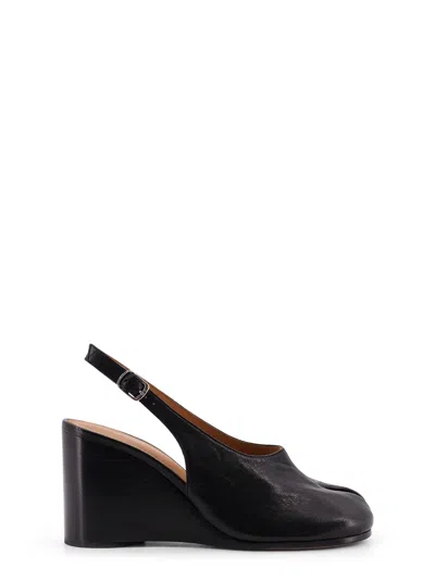 Maison Margiela Womens Black Tabi Leather Slingback Wedges Eur 36 / 3 Uk