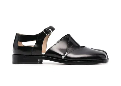 Pre-owned Maison Margiela Tabi Leather Sandals Baptiste (women's) Sneakers In Black