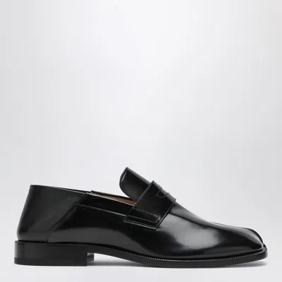 Maison Margiela Tabi Loafer In Black Leather In Animal Print
