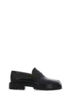 Maison Margiela Black Tabi Leather Loafers In Black