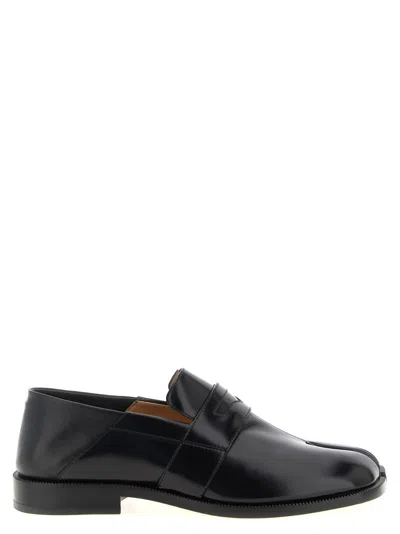 Maison Margiela 20mm Tabi Brushed Leather Loafers In Black