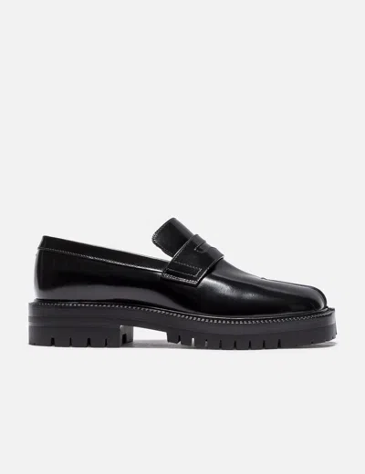 Maison Margiela 30mm Tabi County Leather Loafers In Black