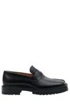 Maison Margiela Tabi County Split-toe Distressed Textured-leather Penny Loafers In Black