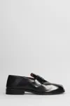 Maison Margiela Men Black Leather Tabi Loafers In Black