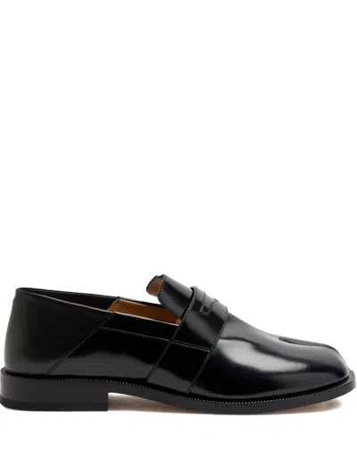 Maison Margiela 20mm Tabi Brushed Leather Loafers In Black