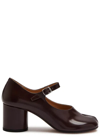 Maison Margiela Tabi Mary Jane 60 Glossed Leather Pumps In Brown