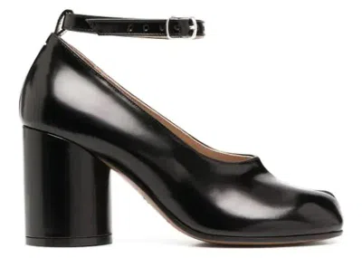 Pre-owned Maison Margiela Tabi Mary Jane Ankle Strap Leather Pumps (women's) Sneakers In Black