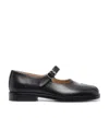 Maison Margiela Bovine Leather Mary Jane Pumps With Sheepskin Detailing And Elegant Buckle Closure In Black