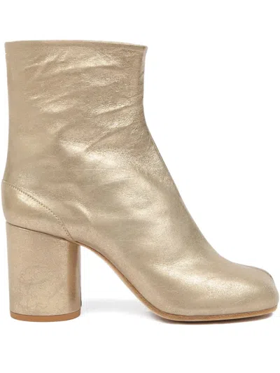 Maison Margiela Tabi Metallic Leather Ankle Boots In Gold