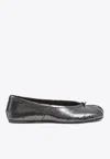 Maison Margiela Ballet Black Shiny Leather Ballet Flats In Metallic