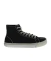 Maison Margiela Black Tabi Mid-top Sneakers In Canvas Woman In Black