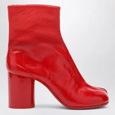 Maison Margiela Tabi Mini Ankle Boots In Patent Leather In Red