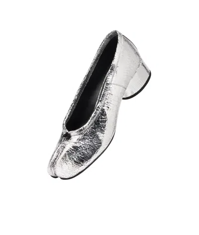 Maison Margiela 30mm Tabi Ballet Flats In Silver