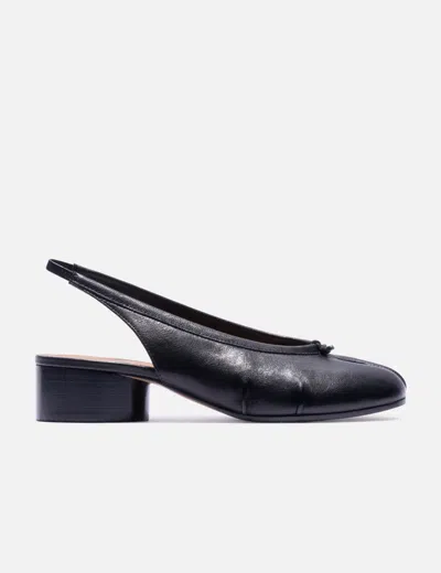 Maison Margiela Split-toe Leather Mules With Low Block Heel In Black