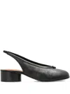 Maison Margiela Split-toe Leather Mules With Low Block Heel In Black