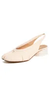 Maison Margiela Off-white Tabi New Ballerina Slingback Heels In White
