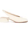 Maison Margiela White Slingback Ballet Shoes With Tabi Toe And Low Block Heel In Cream