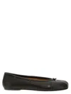 Maison Margiela Split-toe Black Leather Flats With Knot Accent In Black