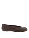 Maison Margiela New Round Toe Ballerina With Stitch Detailing In Brown