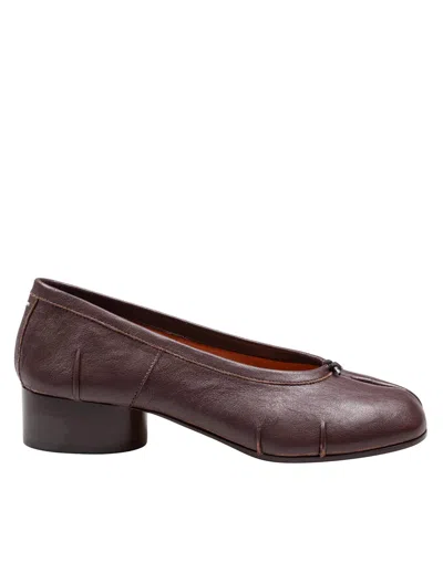 MAISON MARGIELA TABI NEW H30 LEATHER BALLERINA FLAT, BROWN