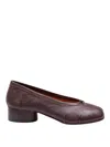 Maison Margiela Ballerina Shoes In Soft Textured Leather In Brown
