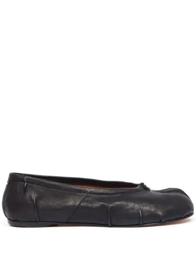 Maison Margiela Tabi New Leather Ballerina Shoes In Black