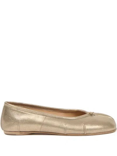 MAISON MARGIELA MAISON MARGIELA TABI NEW METALLIC LEATHER BALLERINAS WITH LAMINATED FINISH