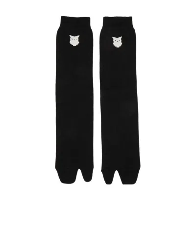 Maison Margiela Tabi Owl Embroidery Socks In Black