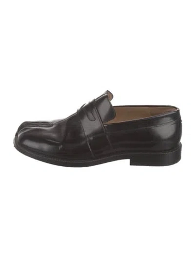 Pre-owned Maison Margiela Tabi Penny Leather Loafers In Black