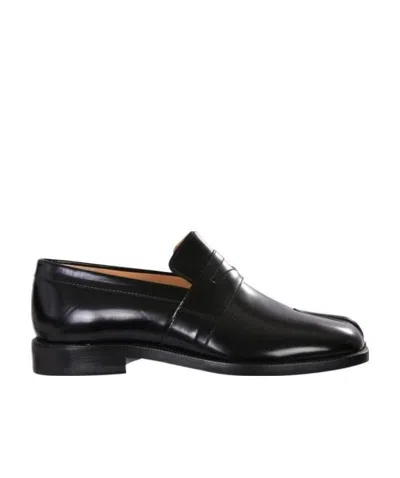 Maison Margiela 20mm Tabi Brushed Leather Loafers In Black