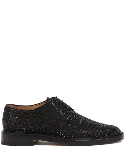 Maison Margiela Rhinestone Split-toe Lace-up Shoes In Black