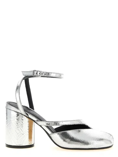Maison Margiela Tabi Broken Mirror Leather Split-toe Pumps In Metallic