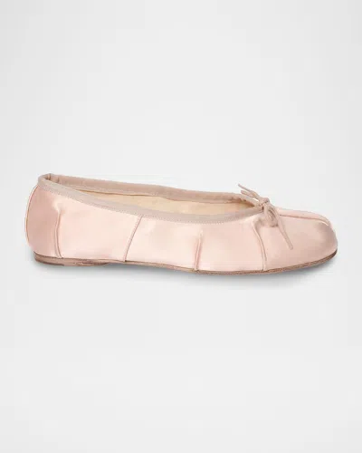 Maison Margiela Tabi Satin Split-toe Ballerina Flats In Pink