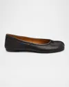 Maison Margiela Black Leather Tabi Ballerinas With Iconic Tabi Split-toe In Black