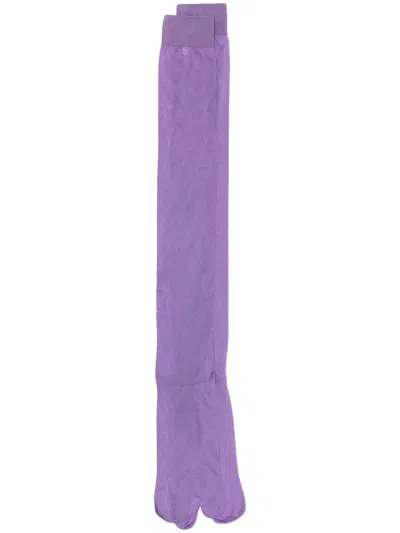 Maison Margiela Tabi Silk Knee-socks In Purple