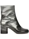 Maison Margiela Tabi Sleek Metallic Ankle Boots In Black